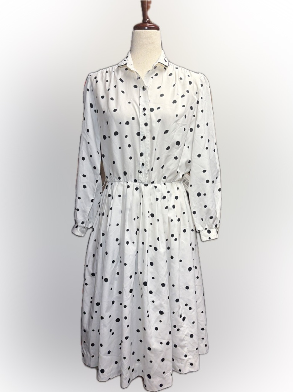 VTG Henry Lee Petites Polka Dot Midi Dress Small 80s Mod Office Siren Preppy